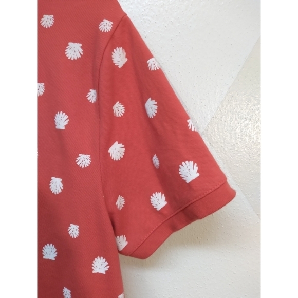 Lands' End red collared polo with shell print - Picture 3 of 8